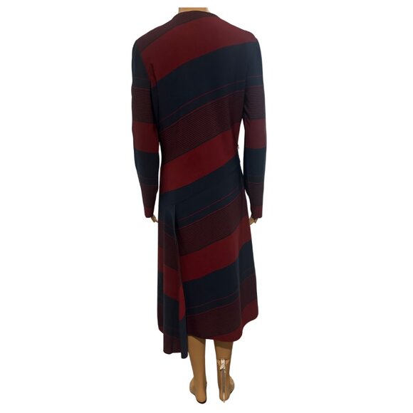 NWT Tory Burch Lyon Navy and Burgundy Strip V-Neck Dress (no neck tie) Sz 4 - Picture 11 of 17